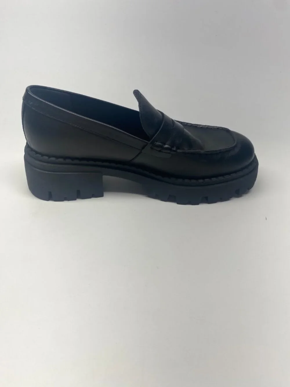 Free People Womens Lyra Lug Sole Black Platform Loafers Sz 9.5